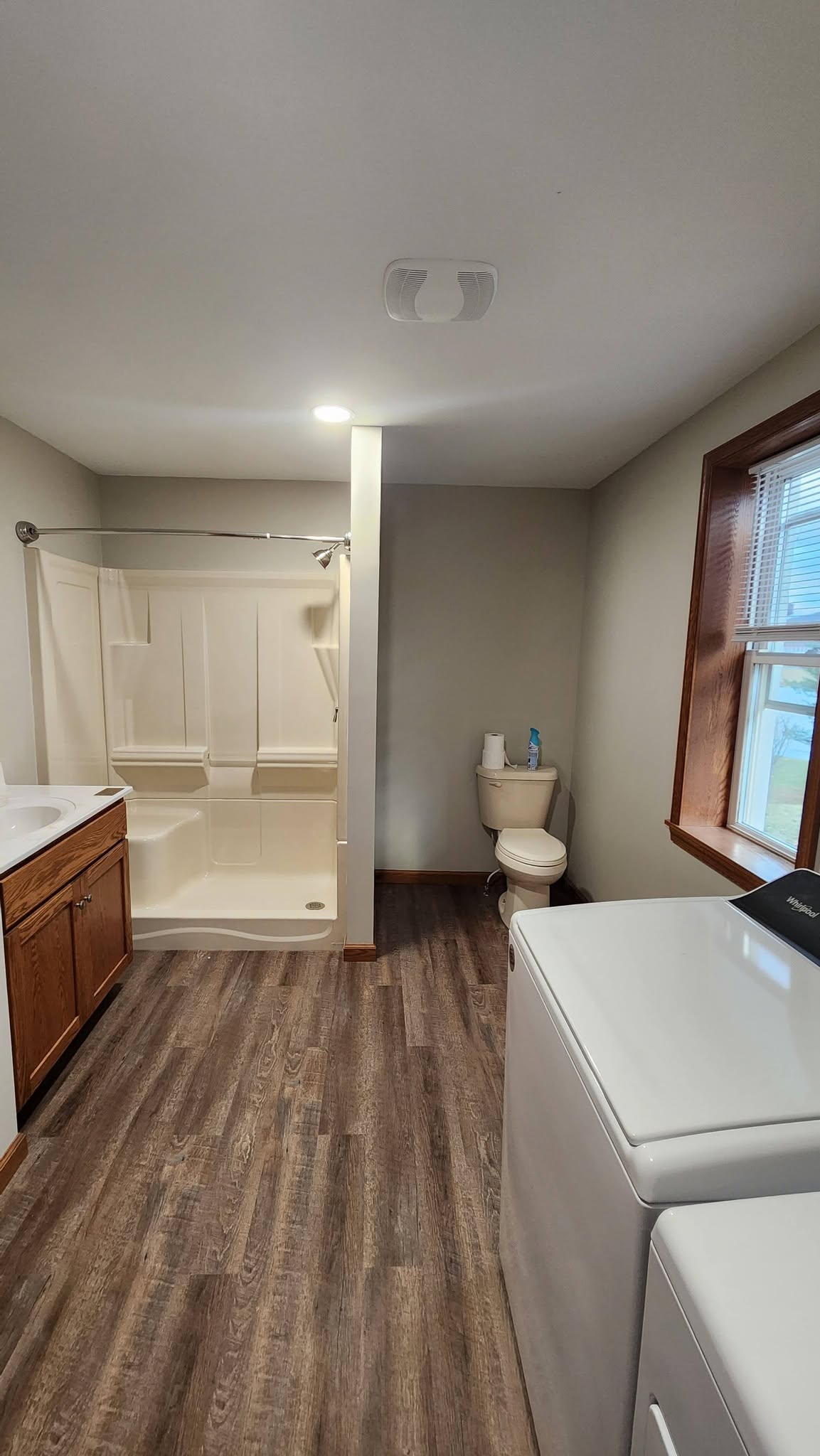 The reworked first-floor bathroom with a new shower